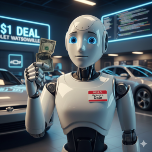 Dale-bot holding a dollar